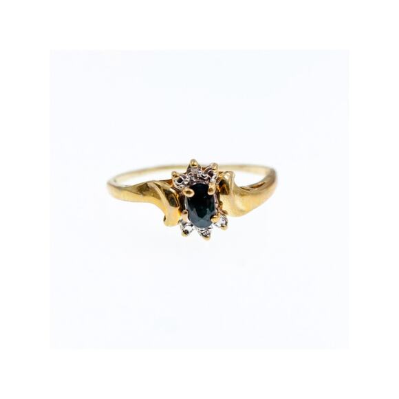 10K YELLOW GOLD SPINEL & DIAMONDS RING SIZE 8.5